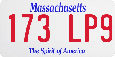 MA license plate 173LP9