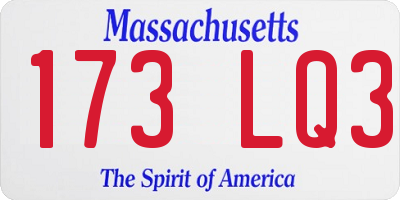 MA license plate 173LQ3