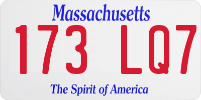 MA license plate 173LQ7