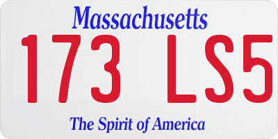 MA license plate 173LS5