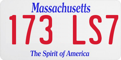 MA license plate 173LS7