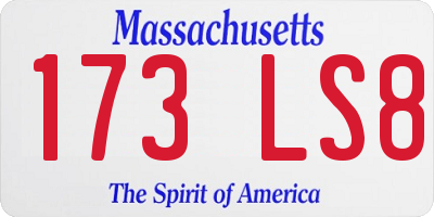 MA license plate 173LS8