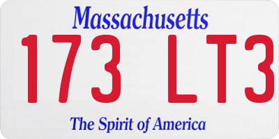 MA license plate 173LT3