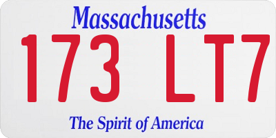 MA license plate 173LT7
