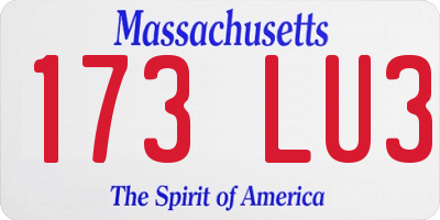 MA license plate 173LU3