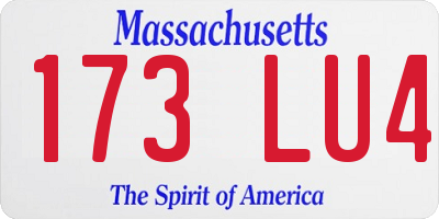 MA license plate 173LU4
