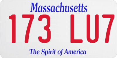 MA license plate 173LU7