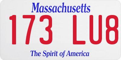MA license plate 173LU8