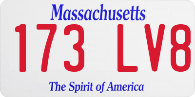 MA license plate 173LV8