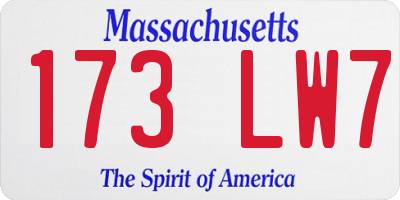 MA license plate 173LW7