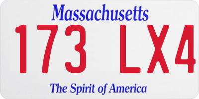 MA license plate 173LX4
