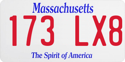 MA license plate 173LX8