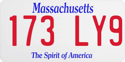 MA license plate 173LY9