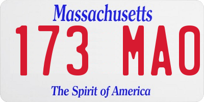 MA license plate 173MA0