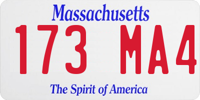 MA license plate 173MA4