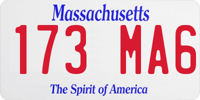 MA license plate 173MA6