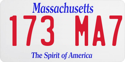 MA license plate 173MA7