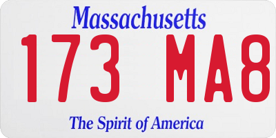 MA license plate 173MA8