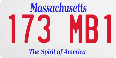 MA license plate 173MB1