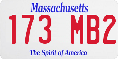 MA license plate 173MB2