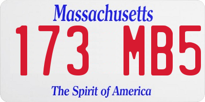 MA license plate 173MB5
