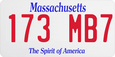 MA license plate 173MB7