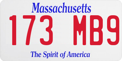 MA license plate 173MB9