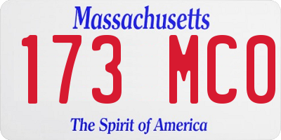 MA license plate 173MC0