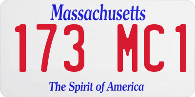 MA license plate 173MC1