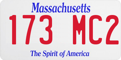 MA license plate 173MC2