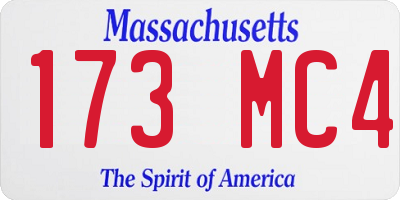 MA license plate 173MC4
