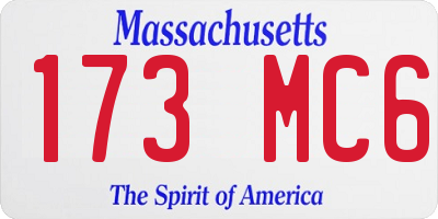 MA license plate 173MC6