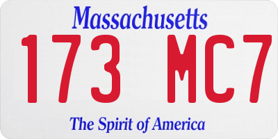 MA license plate 173MC7