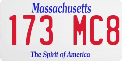 MA license plate 173MC8