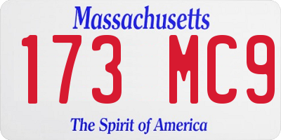 MA license plate 173MC9