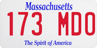 MA license plate 173MD0