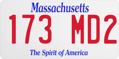 MA license plate 173MD2