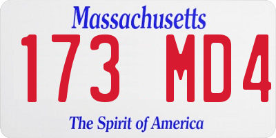 MA license plate 173MD4