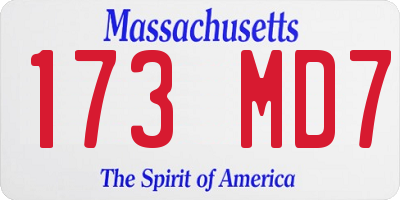 MA license plate 173MD7