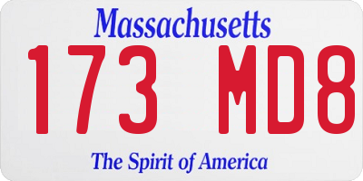 MA license plate 173MD8