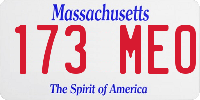 MA license plate 173ME0