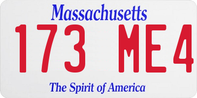 MA license plate 173ME4