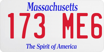 MA license plate 173ME6