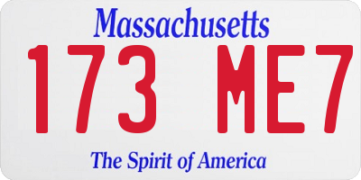 MA license plate 173ME7
