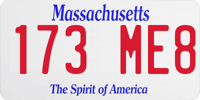 MA license plate 173ME8