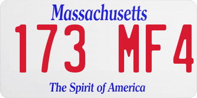 MA license plate 173MF4