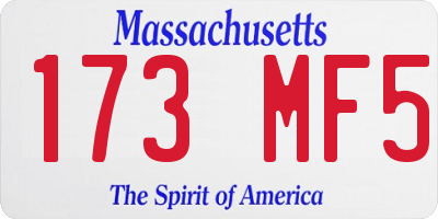 MA license plate 173MF5