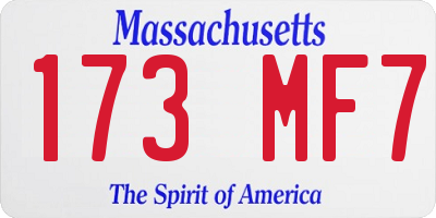 MA license plate 173MF7