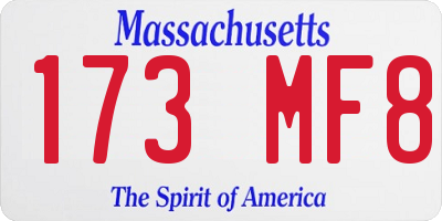 MA license plate 173MF8
