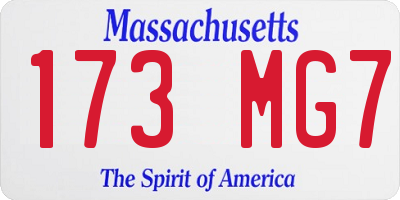 MA license plate 173MG7
